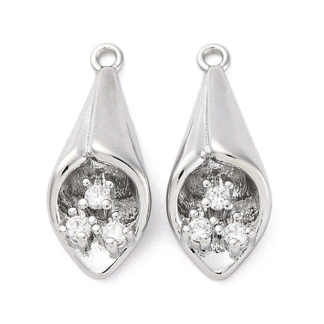 Vedhæng Med Klare Rhinsten, Platin Belagt, 20x8mm - Uniq Perler - 039217