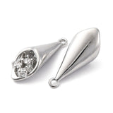 Vedhæng Med Klare Rhinsten, Platin Belagt, 20x8mm - Uniq Perler - 039217