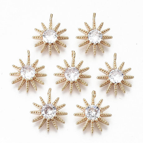 Vedhæng Med Klare Zirkonia Sten, Langtidsholdbar Forgyldning, 17,5x15mm - Uniq Perler - 0000014783