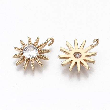 Vedhæng Med Klare Zirkonia Sten, Langtidsholdbar Forgyldning, 17,5x15mm - Uniq Perler - 0000014783