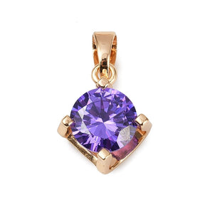 Pendant With Purple Zirconia Stone, Durable Gold plating, (12x14x7mm) - Uniq Perler - 114827