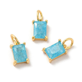 Pendant With Light Blue Zirconia, 18K Gold plating, 6x10x4mm - Uniq Perler - 205756