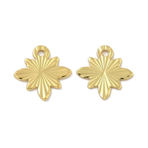 Pendant With Pattern, 18K Gold-plated durable Brass, (10x9.5mm) 8 pcs. - Uniq Perler - 117080