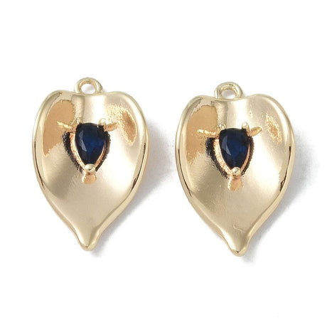 Vedhæng Med Mørk Blå Zirkonia Sten, 18K Forgyldt, 20x12mm - Uniq Perler - 112922