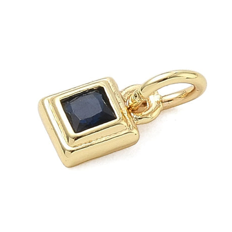 Vedhæng Med Mørk Blå Zirkonia Sten - 18K Langtidsholdbar Forgyldt (7x5x2mm) 2 stk - Uniq Perler - 115805