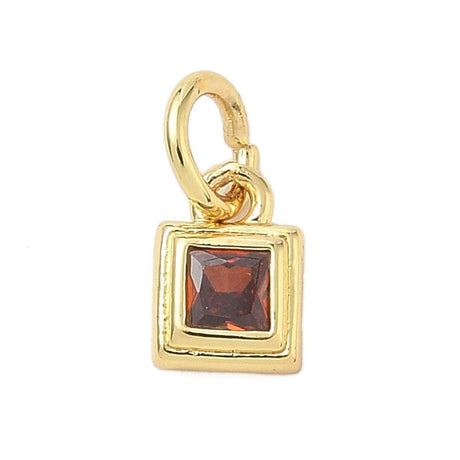 Vedhæng Med Orange Zirkonia - 18K Langtidsholdbar Forgyldt (7x5x2mm) 2 stk - Uniq Perler - 115806