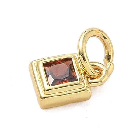 Vedhæng Med Orange Zirkonia - 18K Langtidsholdbar Forgyldt (7x5x2mm) 2 stk - Uniq Perler - 115806