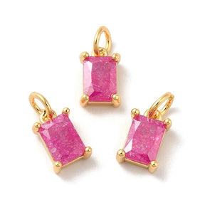 Vedhæng Med Pink Zirkonia, 18K Forgyldning, 6x10x4mm - Uniq Perler - 8988991