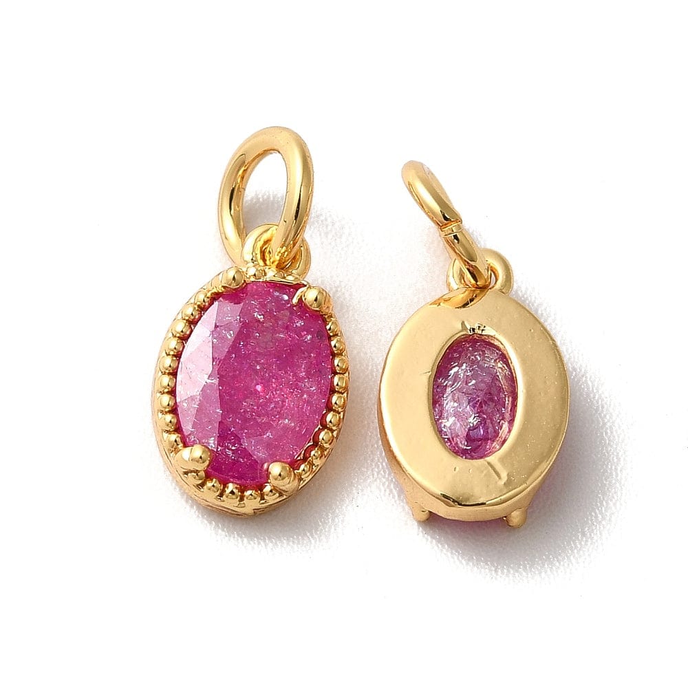 Vedhæng Med Pink Zirkonia Sten, Forgyldt, ( 10x6,5x2,5mm) - Uniq Perler - 0001489218