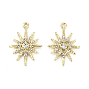 Pendant With Rhinestones – Gold-plated (21x28mm) 2 pcs. - Uniq Perler - 087846