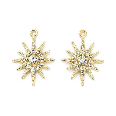 Vedhæng Med Rhinsten – Forgyldt (21x28mm) 2 stk. - Uniq Perler - 087846