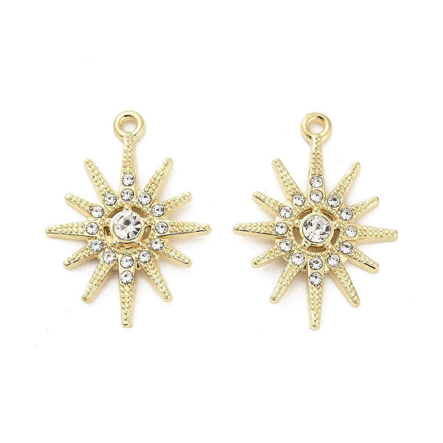 Vedhæng Med Rhinsten – Forgyldt (21x28mm) 2 stk. - Uniq Perler - 087846