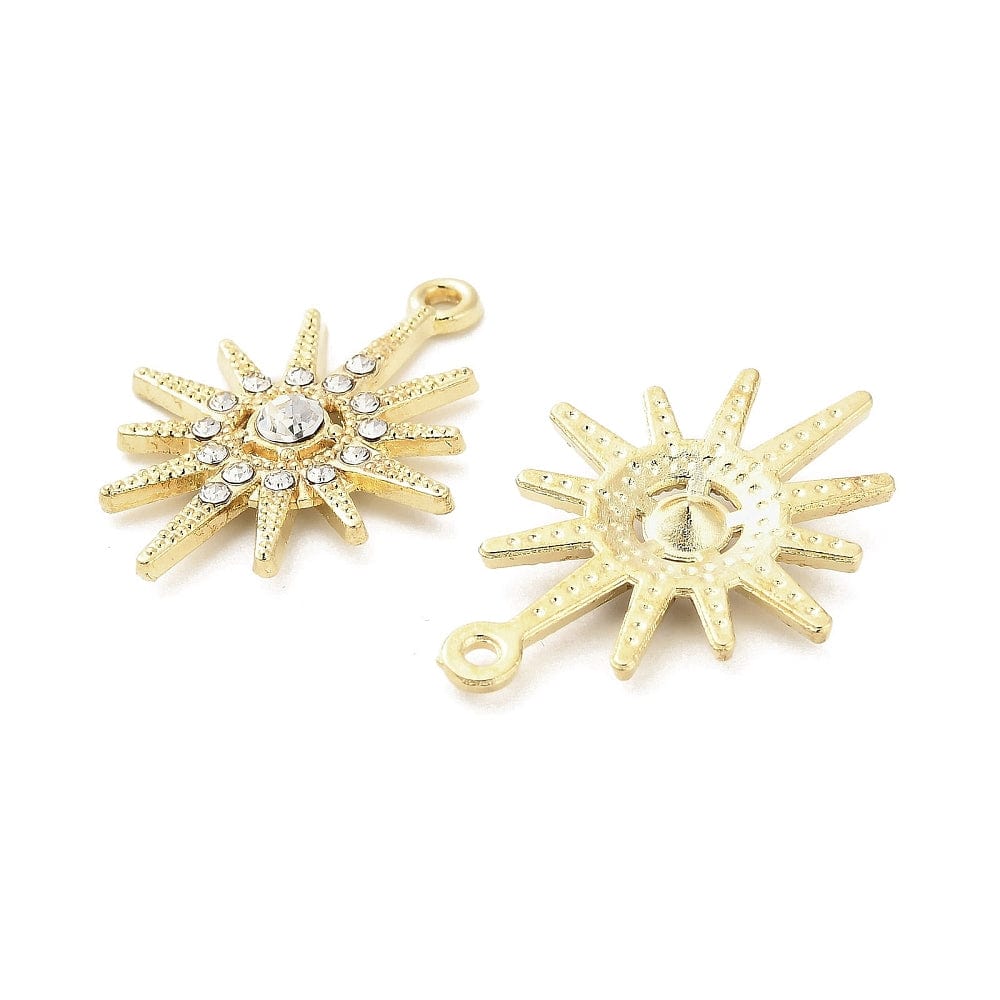 Vedhæng Med Rhinsten – Forgyldt (21x28mm) 2 stk. - Uniq Perler - 087846