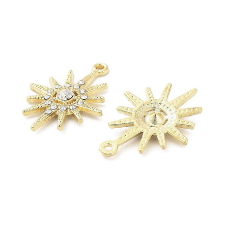 Vedhæng Med Rhinsten – Forgyldt (21x28mm) 2 stk. - Uniq Perler - 087846