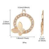 Vedhæng med Sommerfugl og Rhinsten – Gylden (23,5mm) - Uniq Perler - 