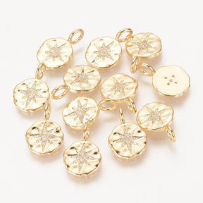 Pendant With Star And Zirconia Stone, Gold-plated, 15.5x10.5mm - Uniq Perler - 112974