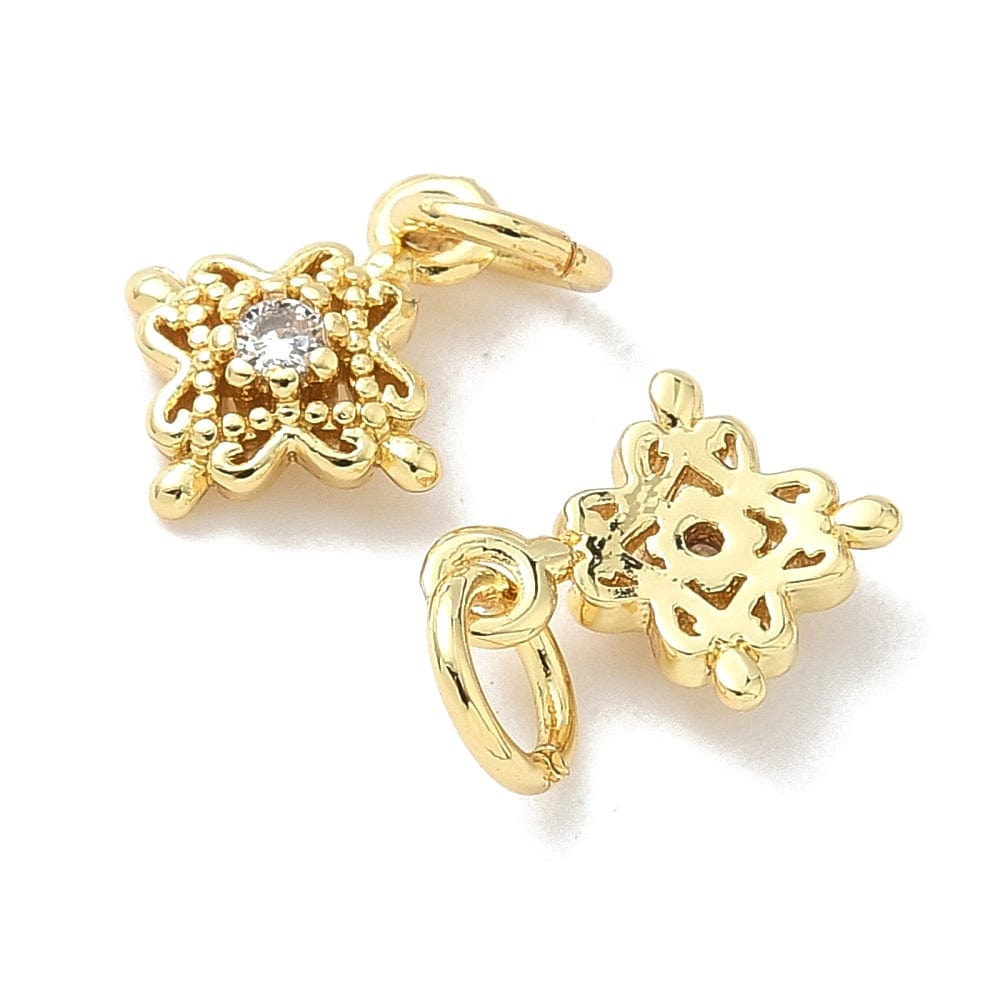 Vedhæng Med Zirkonia – 18K Langtidsholdbar Forgyldt (10,5x8,5mm) 2 stk - Uniq Perler - 115709