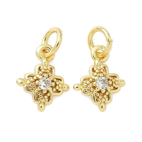 Anhänger Mit Zirkonia – 18K Lang anhaltend Vergoldet (10,5x8,5mm) 2 Stk. - Uniq Perler - 115709