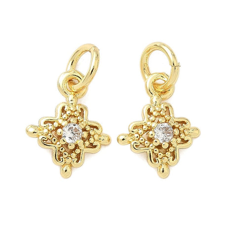 Vedhæng Med Zirkonia – 18K Langtidsholdbar Forgyldt (10,5x8,5mm) 2 stk - Uniq Perler - 115709