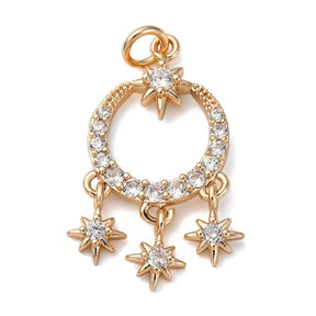 Pendant With Zirconia – Long-Lasting Gold Plated (27.5x17mm) - Uniq Perler - 115272