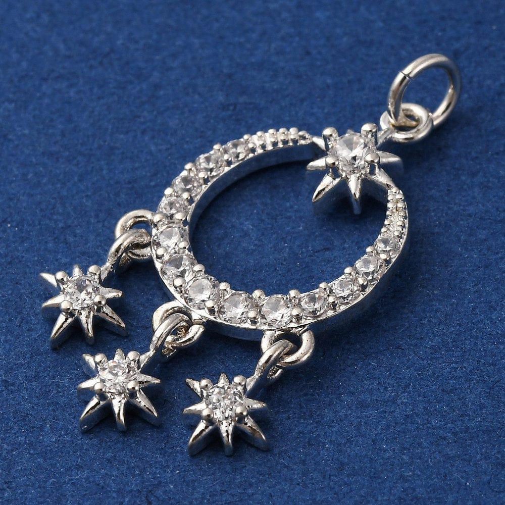 Vedhæng Med Zirkonia – Langtidsholdbar Forsølvet (27,5x17mm) - Uniq Perler - 115271