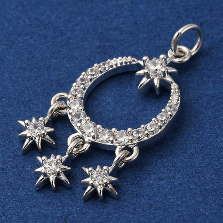 Vedhæng Med Zirkonia – Langtidsholdbar Forsølvet (27,5x17mm) - Uniq Perler - 115271