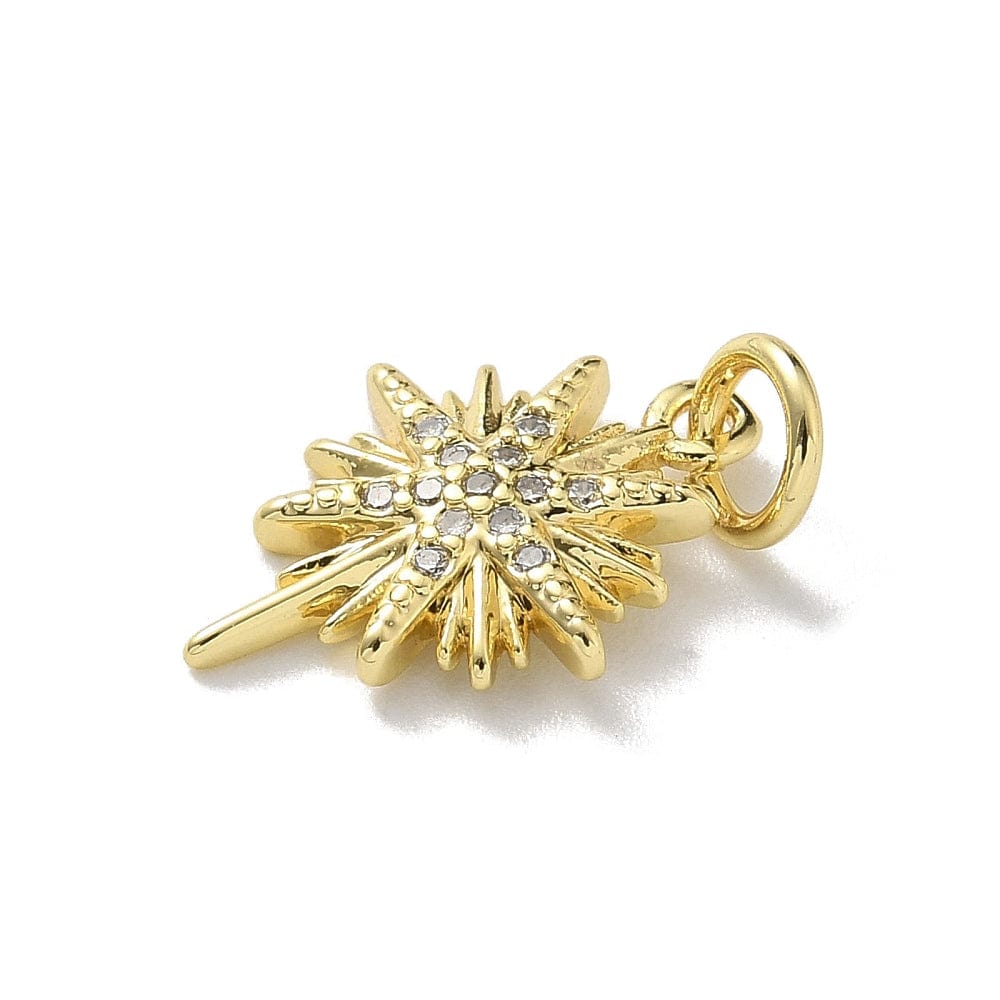 Vedhæng Med Zirkonia Sten, 18K Forgyldt, 15x14mm - Uniq Perler - 113954