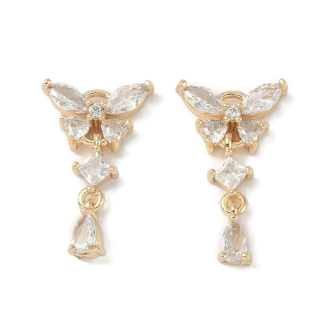 Vedhæng Med Zirkonia Sten, 18K Forgyldt, (21,5x13mm) - Uniq Perler - 112743