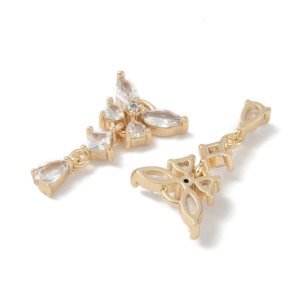 Vedhæng Med Zirkonia Sten, 18K Forgyldt, (21,5x13mm) - Uniq Perler - 112743