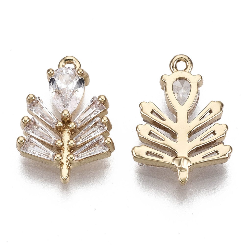 Vedhæng Med Zirkonia Sten, Forgyldt, (15x11x3,5 mm) - Uniq Perler - 1838373843