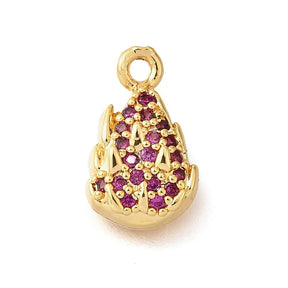 Pendant With Zirconia Stones, Long-Lasting Gold Plated,(13x8mm) - Uniq Perler - 862839