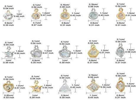 Vedhæng Mix med Zirkonia – 15 Stk., Assorterede Former - Uniq Perler - 116978