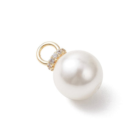 Vedhæng – Shell Perle Med Zirkonia, 18K Forgyldt Messing (17~20,5x12mm) 3 stk. - Uniq Perler - 124014