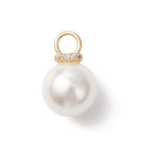 Vedhæng – Shell Perle Med Zirkonia, 18K Forgyldt Messing (17~20,5x12mm) 3 stk. - Uniq Perler - 124014