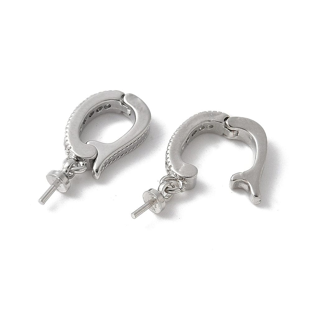 Vedhæng Til Anboret Perle Med Klare Zirkonia Sten, Langtidsholdbar Belægning, 18x7mm - Uniq Perler - 843556