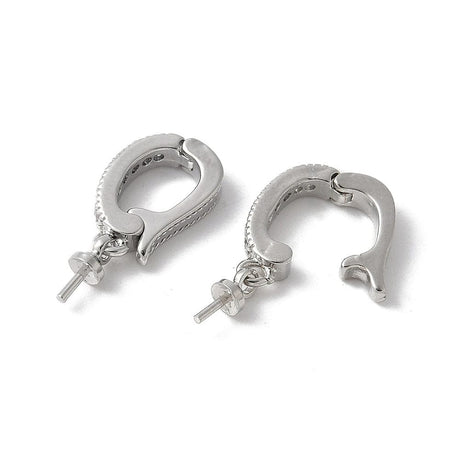 Vedhæng Til Anboret Perle Med Klare Zirkonia Sten, Langtidsholdbar Belægning, 18x7mm - Uniq Perler - 843556