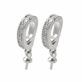 Vedhæng Til Anboret Perle Med Klare Zirkonia Sten, Langtidsholdbar Belægning, 18x7mm - Uniq Perler - 843556