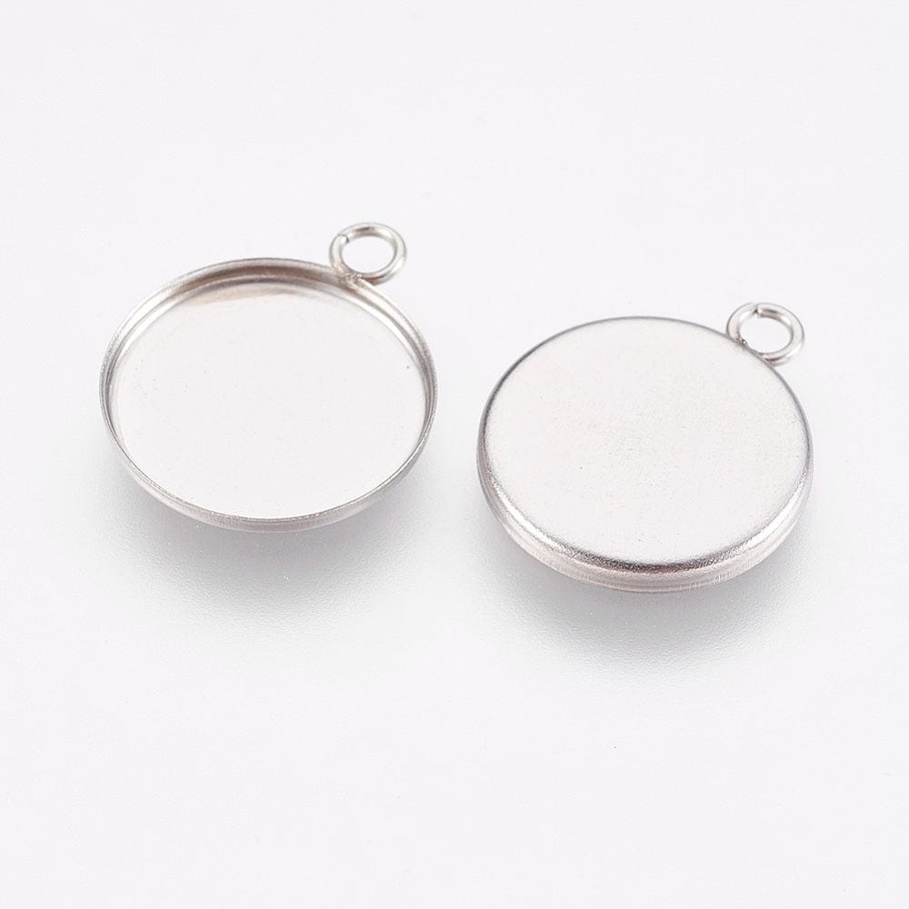 Vedhæng til Cabochon - Vandfast Stål (16x13,5x2mm) 4 stk. - Uniq Perler - 115554