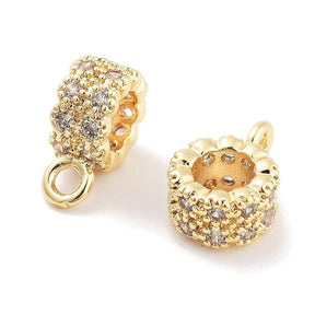 Pendant/Bail With Clear Zirconia, 18K Gold-plated, 10x4x7mm, 2 pcs. - Uniq Perler - 952877