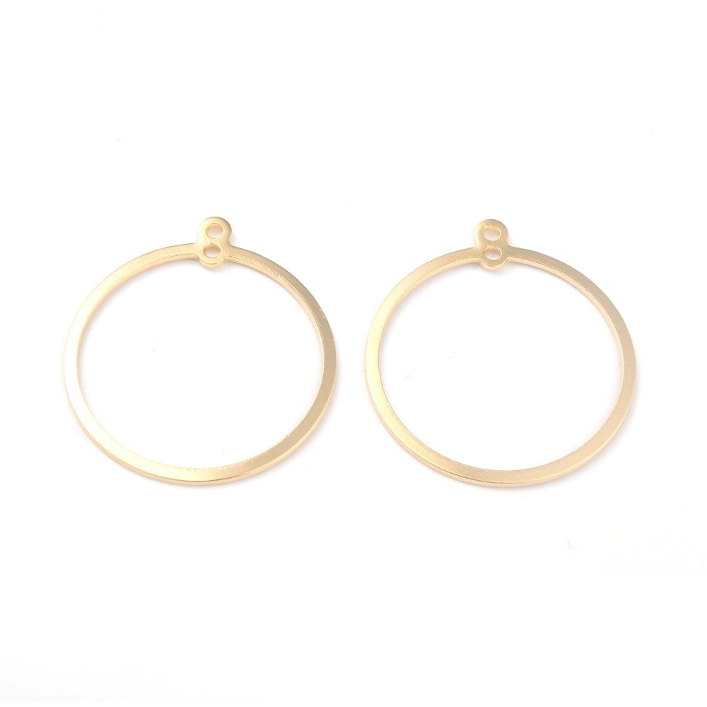 Vedhæng/Mellemled Med Dobbelt Øje, Forgyldt, (6 Stk) - Uniq Perler - 115679