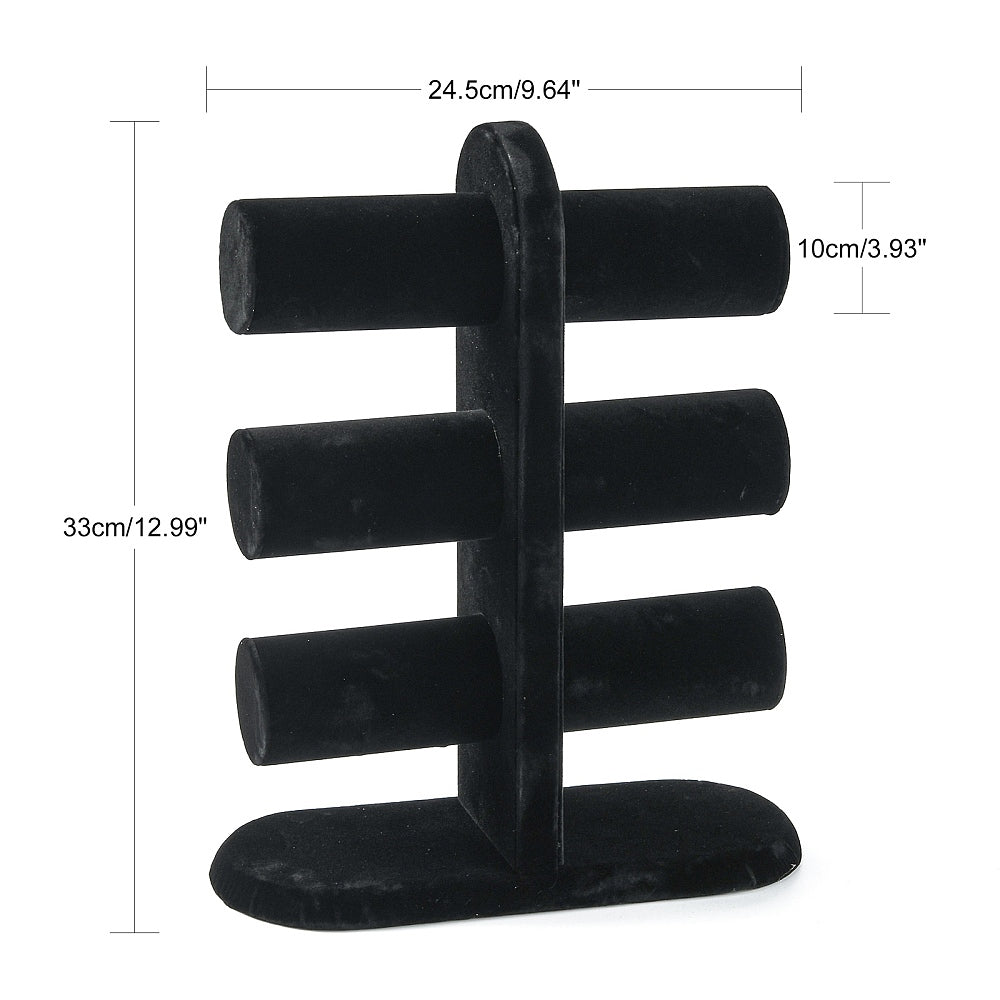 Velour Armbåndsdisplay – T - Bar Stativ (24,5x10x33cm) - Uniq Perler - 