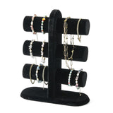Velour Armbåndsdisplay – T - Bar Stativ (24,5x10x33cm) - Uniq Perler - 