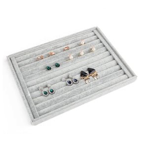 Velour Display For Finger Rings And Ear studs – Gray (35x24x3cm) - Uniq Perler - 111550