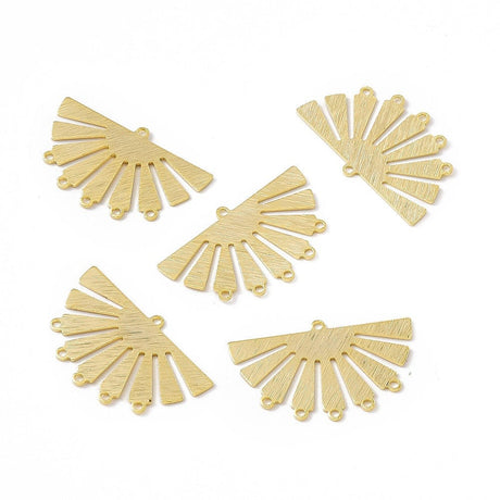 Vifte Vedhæng, Forgyldt Messing, med 5 øjne, 2 stk. - Uniq Perler - 112812, 845678