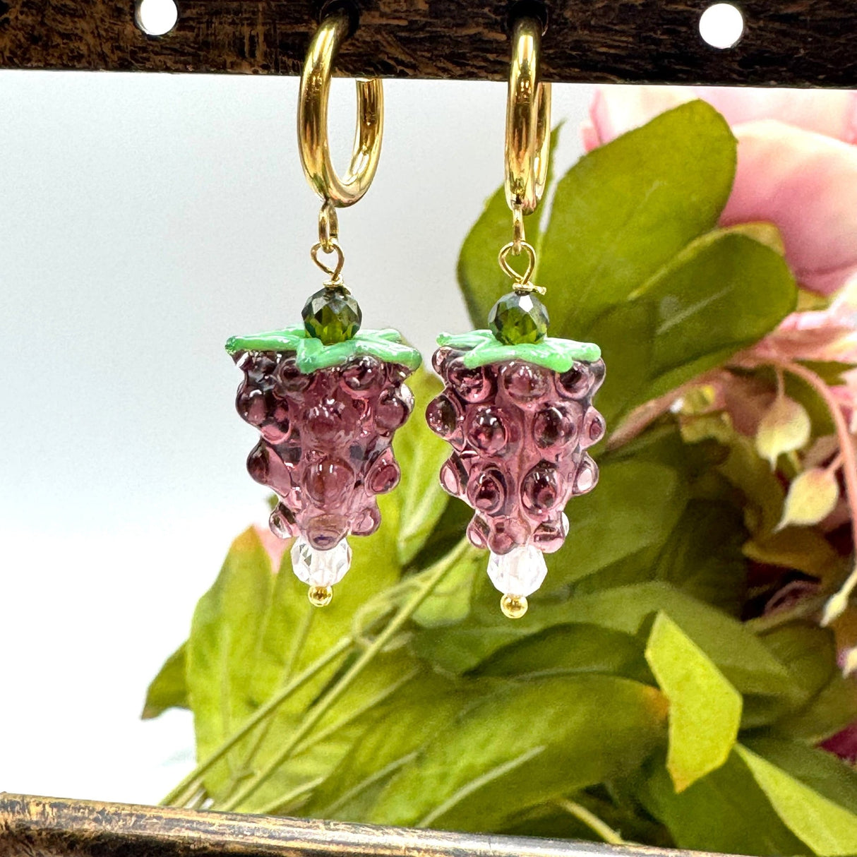 Vindrue Lampwork Glasperler (14x12mm) - Uniq Perler - 115308