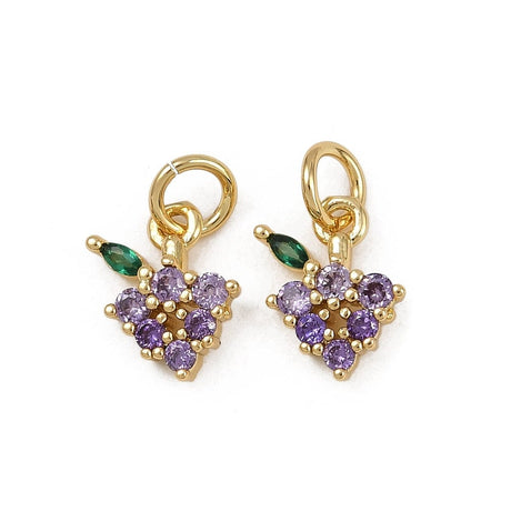 Vindrue Vedhæng Med Zirkonia – 18K Langtidsholdbar Forgyldt (10,5x7,5mm) - Uniq Perler - 115707