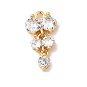 Grape pendant with zirconia stones, 18K Gold plating (8x16x3mm) - Uniq Perler - 