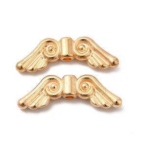 Wing Intermediate – Antique Gold-plated Brass (21x7x3mm), 10 pcs - Uniq Perler - 0000014812