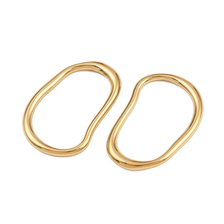 Wavy Rustfrit Stål – Wavy Oval, Forgyldt (18x26,5mm, 2 stk) - Uniq Perler - 116188