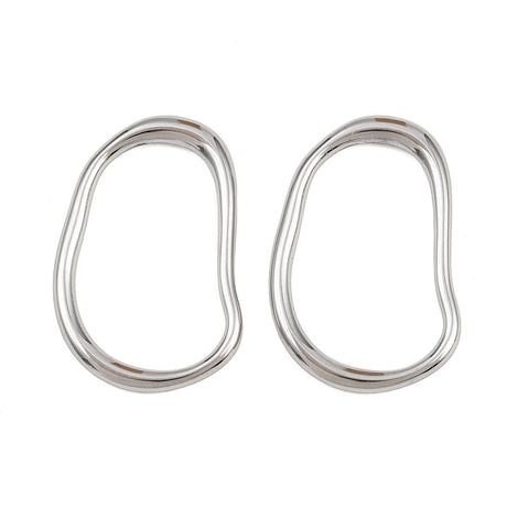 Wavy Rustfrit Stål – Wavy Oval, Sølvfarve (18x26,5mm, 2 stk) - Uniq Perler - 116187